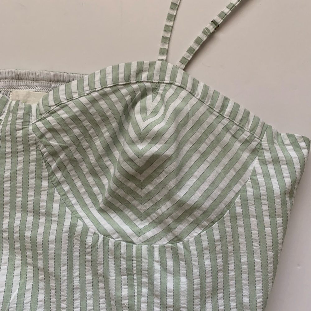 Anthropologie Bustier Stripe Crop Top Size XL Green - Picture 8 of 10